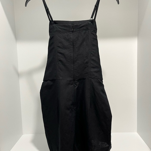 Madewell Tie-Waist Romper Black Pockets Size 2 Linen square neckline NEW NQ635 - Picture 6 of 13
